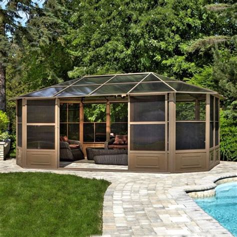 metal roofed gazebos screen house|outdoor metal gazebo screen houses.